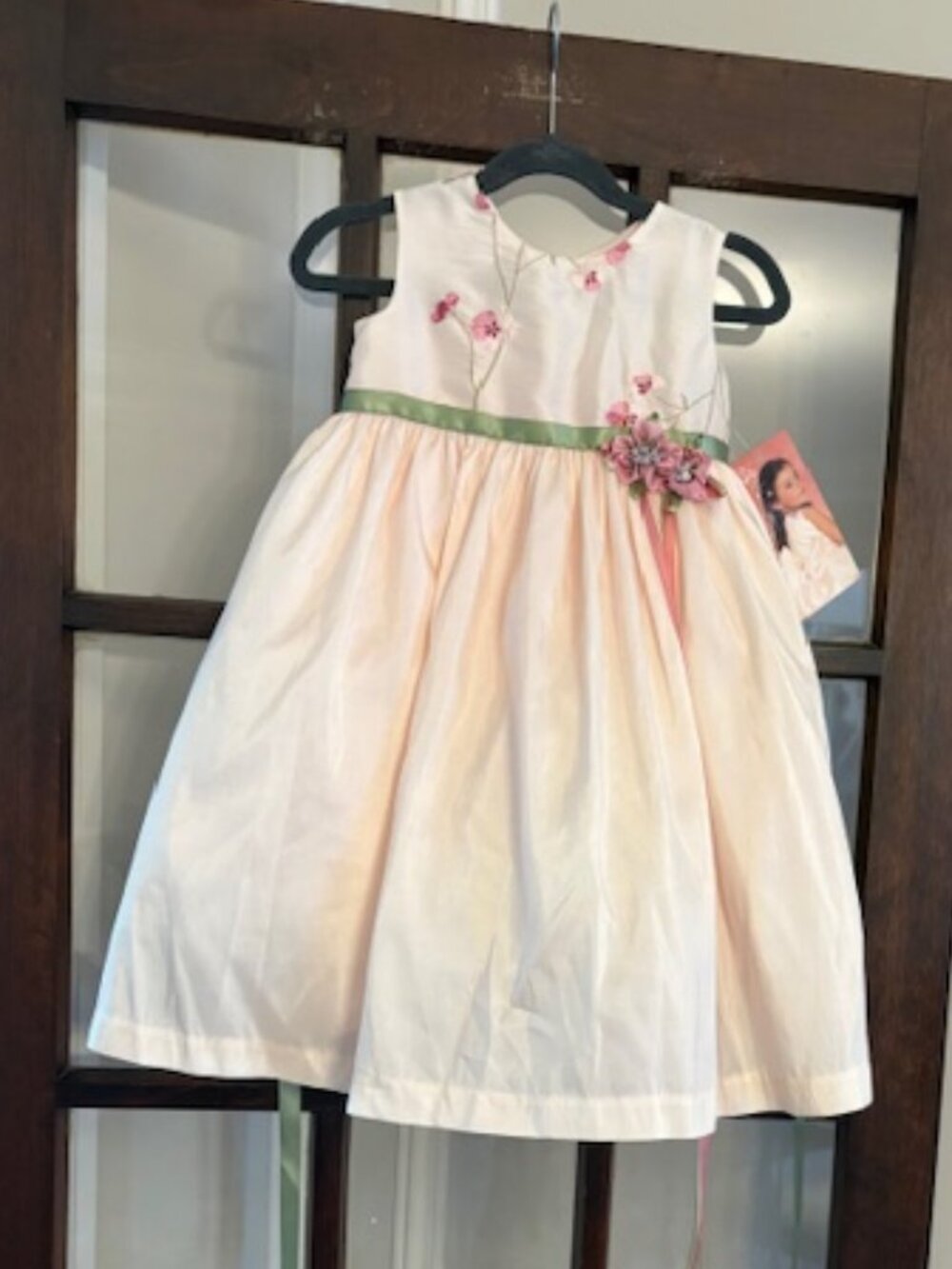 Us Angels Pink Flower Girl/Party Dress with Floral Embroidery, Size 3T